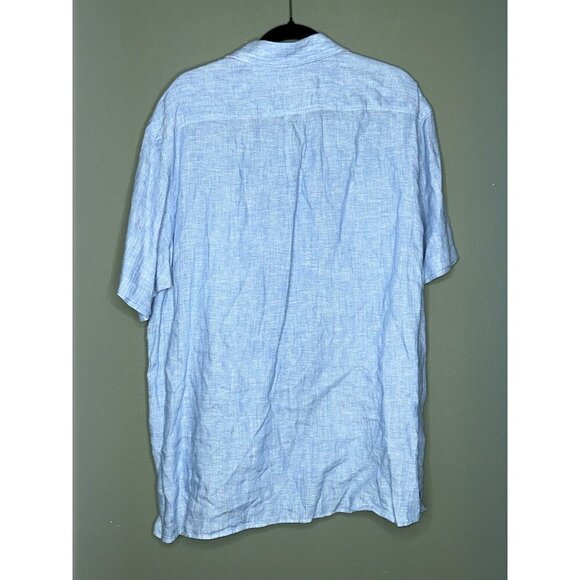 Hart Schaffner Marx Men's XL 100% Linen SS Blue Button-Up Shirt - Picture 2 of 8